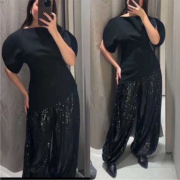 ZARA ZW COLLECTION LIMITED EDITION SEQUIN PANTS - Picture 5 of 6
